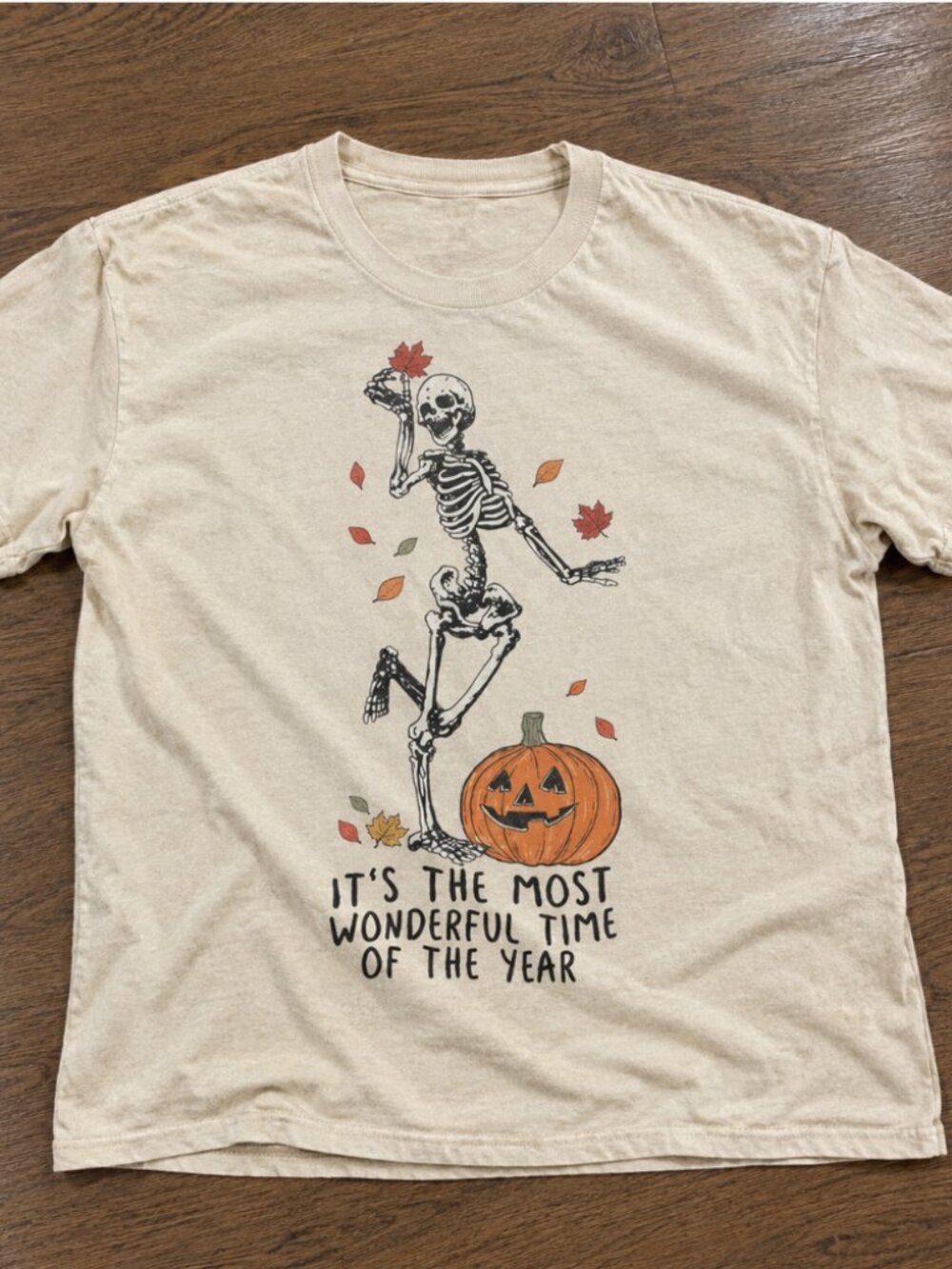 Halloween Pumpkin Skeleton T-Shirt Women Fall Autumn Graphic Tee